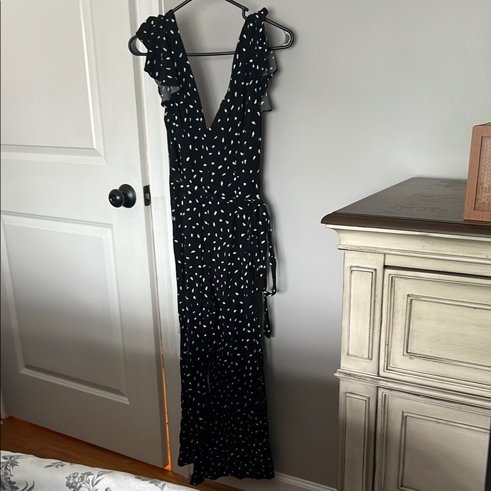 Elegant Black and White Polka Dot Dress